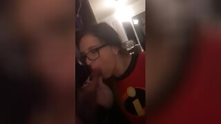 An incredible cosplay hottie gets fucked by an older man on Halloween